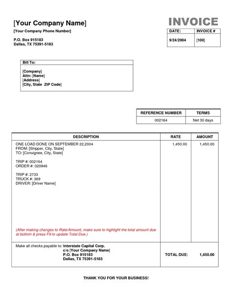 Trucking Invoice Template | Invoice Template Ideas