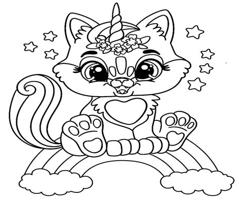 Very Cute Unicorn Cat coloring page - Download, Print or Color Online for Free