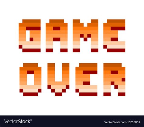 Pixel retro computer game over text design Vector Image