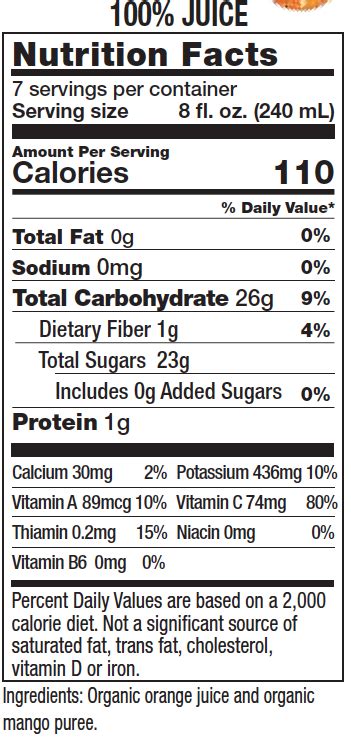 Simply Orange Mango Juice Nutrition Facts | Besto Blog