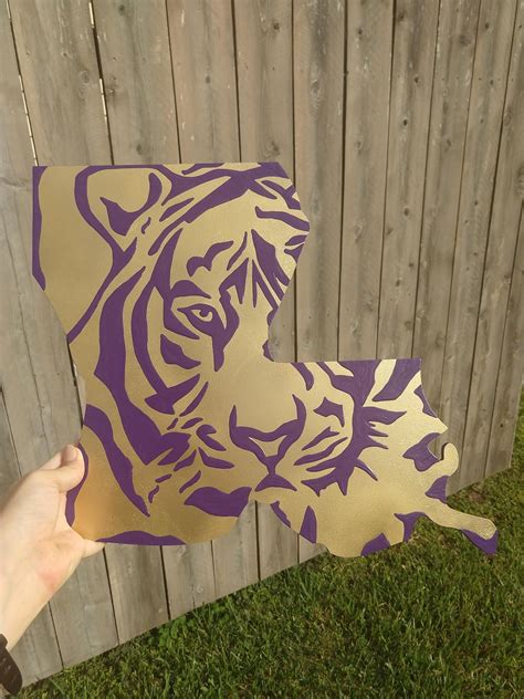 Louisiana Tiger Face LSU Tigers Purple and Gold - Etsy