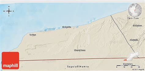 Shaded Relief 3D Map of Laayoune