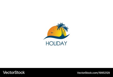 Beach holiday travel logo Royalty Free Vector Image