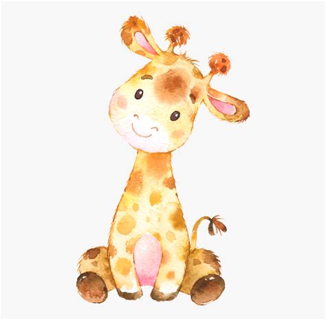 Baby Giraffe Watercolor Clipart , Transparent Cartoons - Baby Giraffe Nursery Art , Free ...