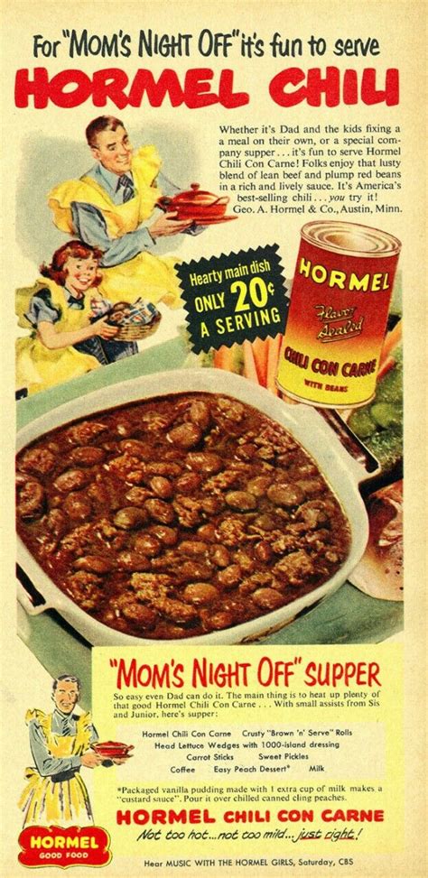Hormel 1952 | Vintage ads food, Food ads, Retro recipes