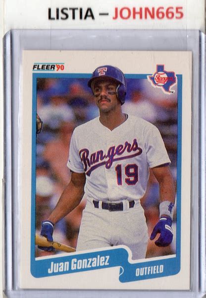 JUAN GONZALEZ - 1990 FLEER #297 - ROOKIE CARD - MINT - TEXAS RANGERS - FREE S/H | Famous ...