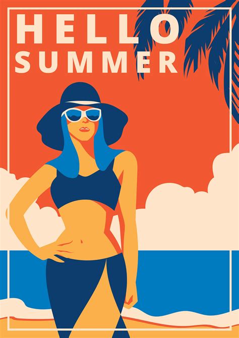 Beach Retro Poster 425738 Vector Art at Vecteezy