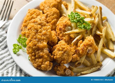 Deep Fried Chicken Tenders and Fries Stock Photo - Image of appetizer, grease: 190805104