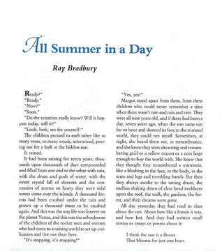 All Summer in a Day | Free short stories, Teaching curriculum, Ray bradbury