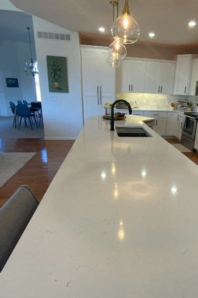 Carrara Morro Quartz Countertop Plus Marble 4X6 Tile Backsplash | Kitchen Co… | Kitchen ...