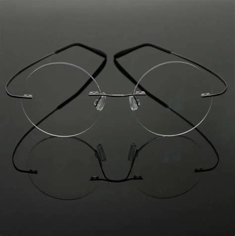 Steve Jobs Star Style Ultra-light Memory Titanium Rimless Round Myopia ...