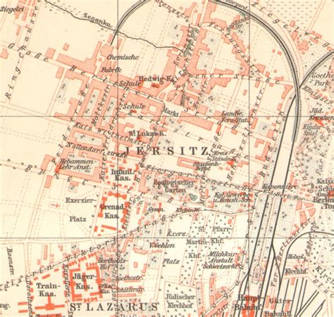 1895 POZNAN or POSEN Antique City Map Poland Germany - Etsy