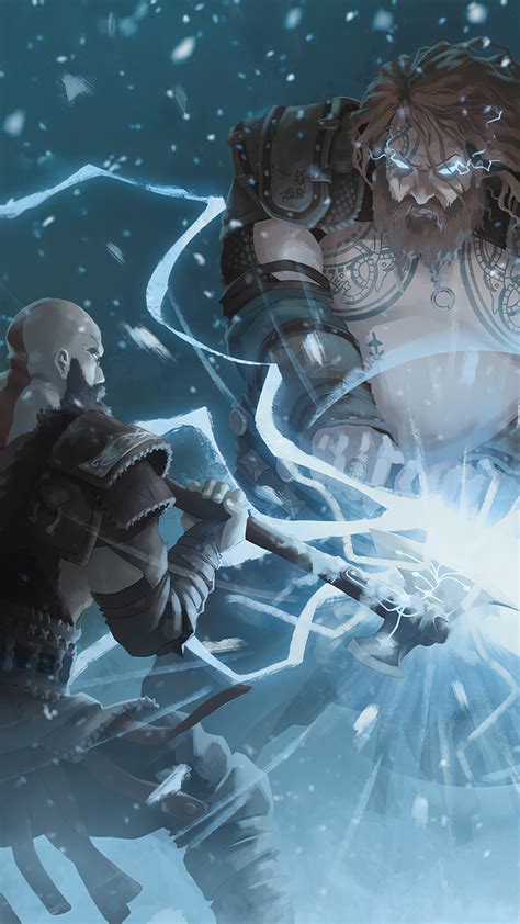 Kratos vs Thor God of War 4K #3581j Wallpaper PC Desktop