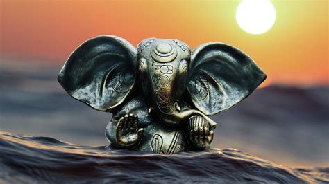 Download wallpaper 1366x768 ganesha, elephant, hinduism, figurine, water tablet, laptop hd ...