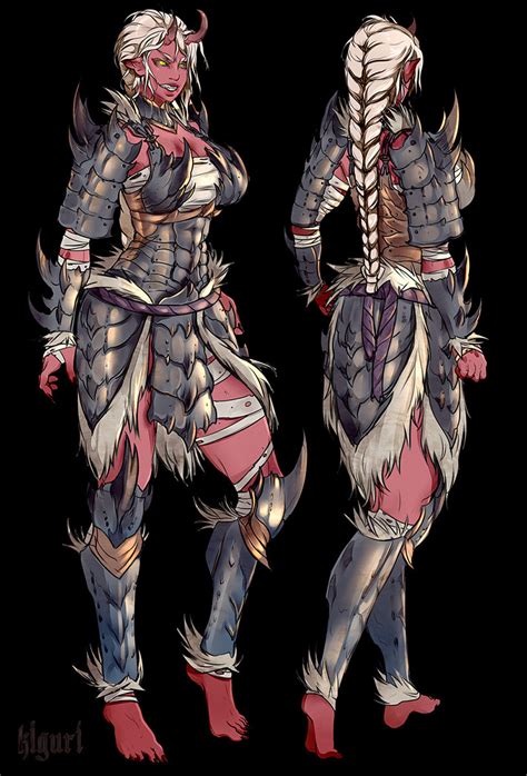 ArtStation - Oni female outfits, Victoria Yurkovets | Concept art characters, Fantasy character ...