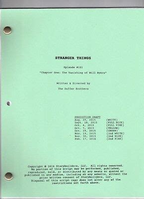 STRANGER THINGS TV show script "Chapter One: The Vanishing of Will ...