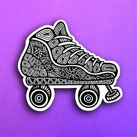 B&W Roller Skate Sticker WATERPROOF | Etsy