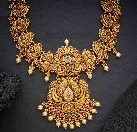 Traditional Antique Gold Peacock Necklace Designs