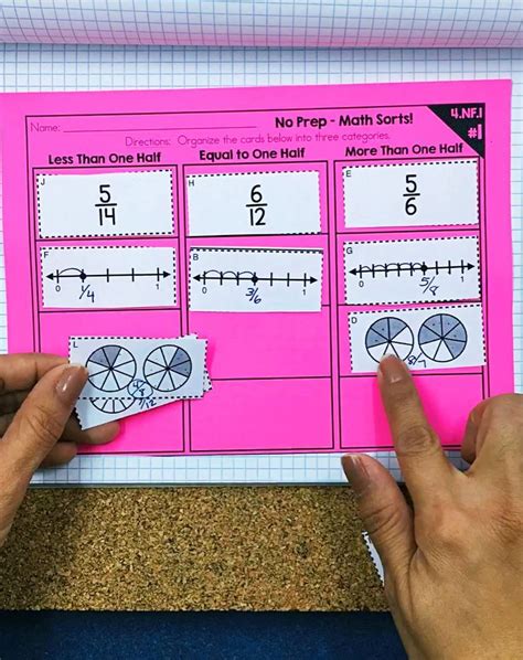 Fractions Benchmark numbers math activity. Fourth grade math center ...