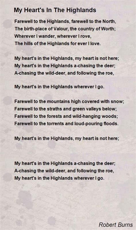 My Heart's In The Highlands - My Heart's In The Highlands Poem by Robert Burns | Scottish poems ...