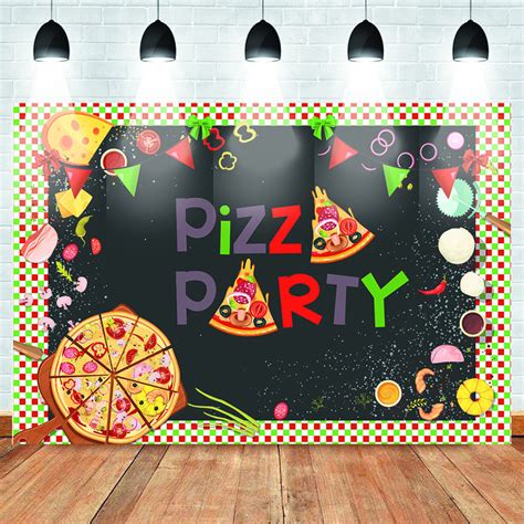 Pizza Party Backdrop for Photography Friends Party Pizza Shop Banner B ...