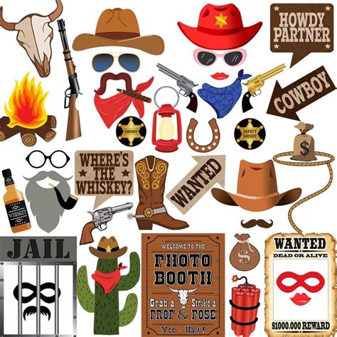 42-Piece Cowboy Photo Booth Props for Western Party Australia | Ubuy