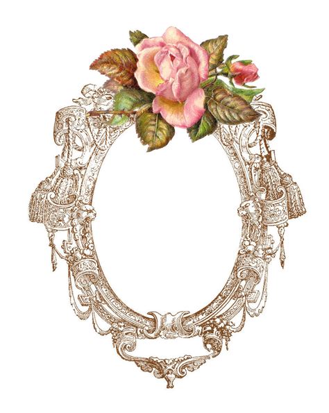 Antique Images: Free Digital Frame: Printable Frame with Pink Rose ...