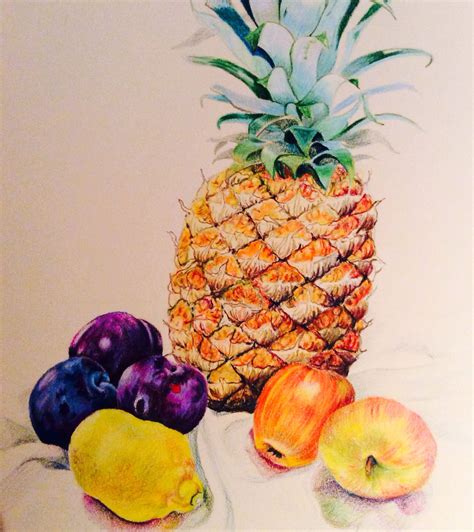 Fruit still life - pencil crayon. Glyn Overton | Fruits drawing, Fruit, Fruit photography