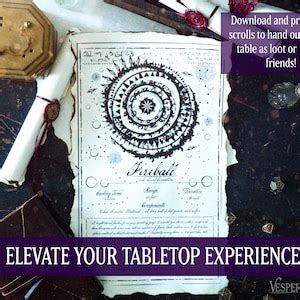 DND Printable Spell Scrolls, Tabletop Prop, Magic, Black & White Design ...