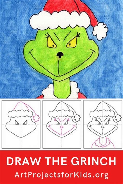 Learn how to draw Grinch with this fun and easy art project for kids. Simple step by step ...