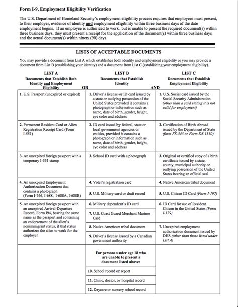 I 9 Identification Documents - Free Documents