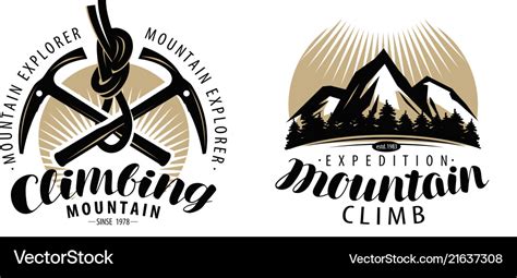 Mountaineering climbing logo or label expedition Vector Image