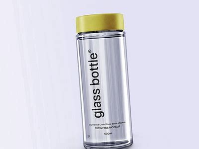 Free Cylindrical Clear Glass Bottle Mockup PSD Template by bada Tahri ...