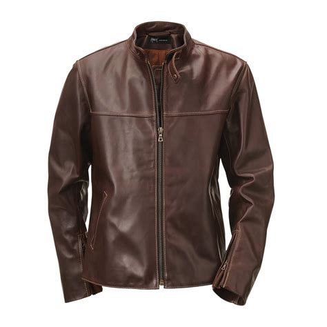 Hack Pull-Up Leather Jacket with Stand-Up Collar, Dark brown | Manufactum