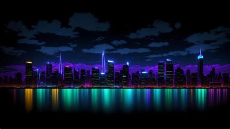 Premium Photo | A vibrant city skyline at night