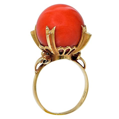 Red Coral Gold Ring at 1stdibs