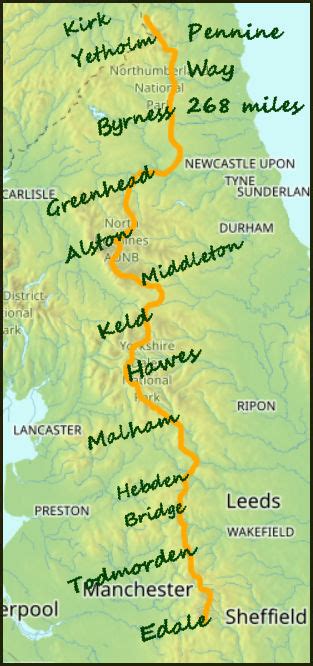 Pennine Way Elevation Map