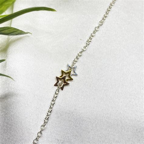 Sterling silver star bracelet adjustable bracelet dainty | Etsy