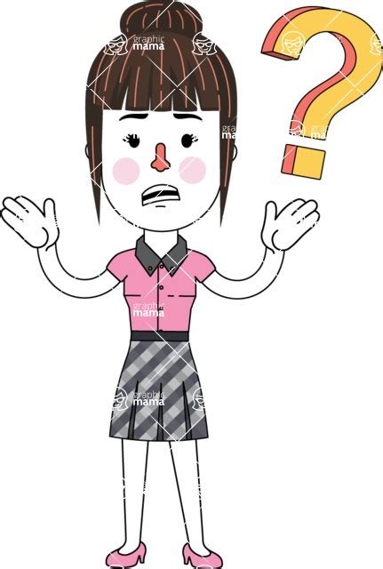 Linear Style Female Teacher Vector Character / Confused | GraphicMama