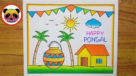 Pongal Drawing Easy / Pongal Festival Drawing / Pongal Pot Drawing / How to Draw Happy Pongal ...