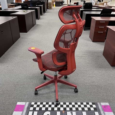 New - Red Web All Mesh Ergonomic Chair with Headrest | Office Furniture ...