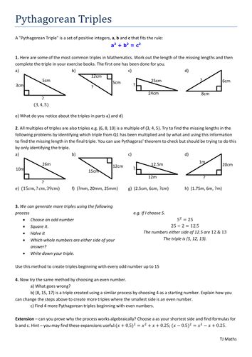 KS3 Pythagorean Triple problems | Teaching Resources