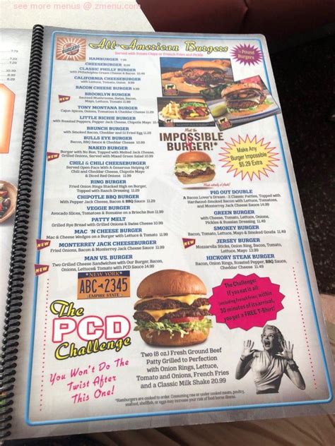 Menu at The Pink Cadillac Diner restaurant, Wildwood