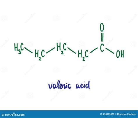 Valeric Acid Hand Drawn Vector Formula Chemical Structure Lettering ...