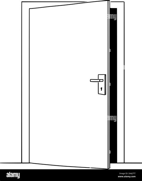 Vector illustration of slightly open door, simple conceptual drawing of business opportunity or ...