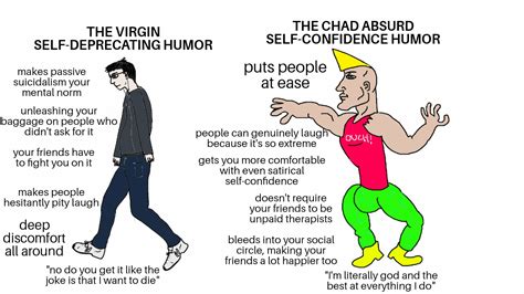 The Virgin Self-Deprecating Humor vs. The Chad Absurd Self-Confidence Humor | Virgin vs. Chad ...