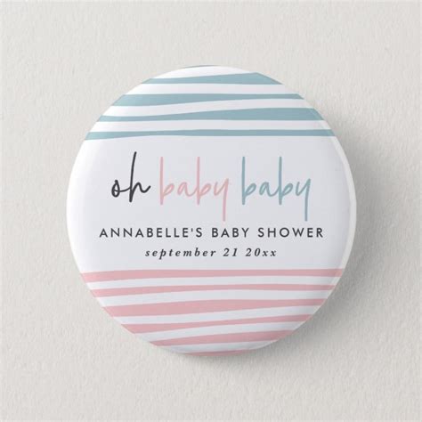 Twin baby shower pink blue modern typography party button | Zazzle.com