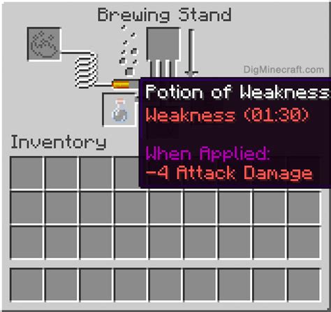 How to make a Potion of Weakness (1:30) in Minecraft