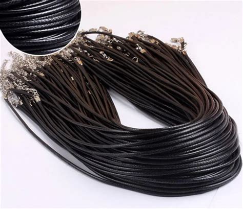 100pieces Waxed Cotton 1.5mm Wax Cord Thread Black Color Necklace Cords 45cm + 7cm Jewelry chain ...