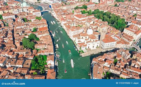 Venice City Grand Canal and Houses Aerial Drone View, Venice Island ...